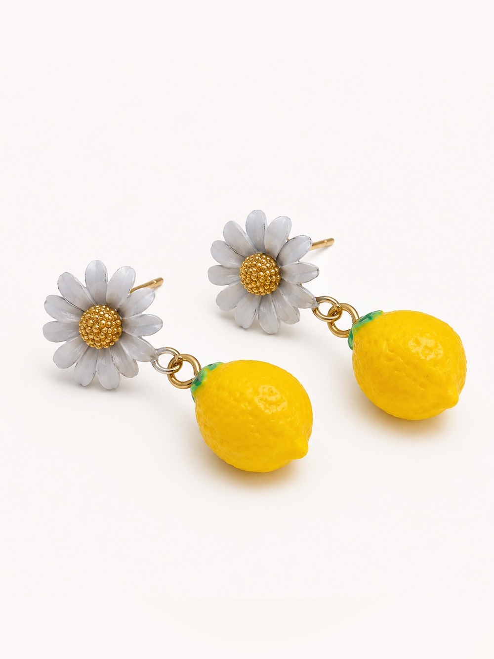 Maeve White Daisy Yellow Lemon Drop Earrings